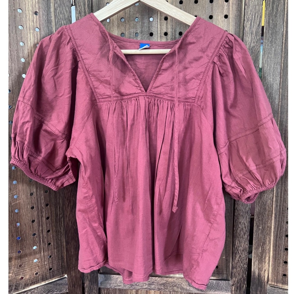 Old Navy Rusty Orange Peasant Blouse Size Small New With Tags NWT Linen style